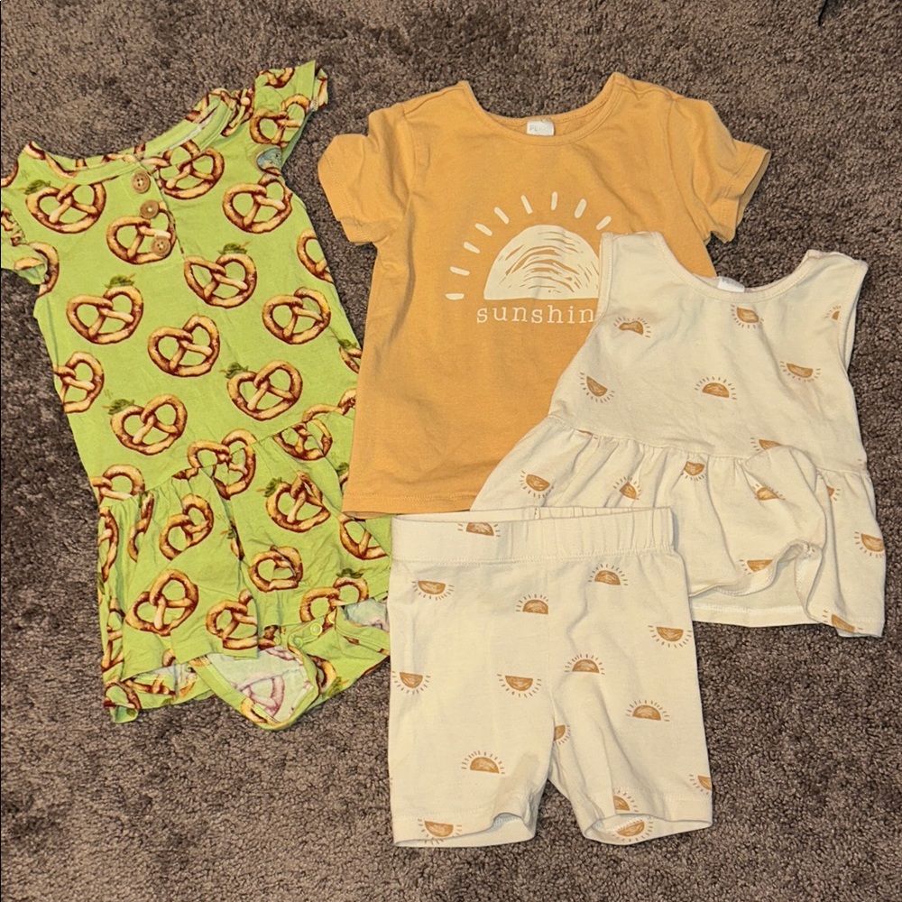 Posh peanut & PLkids girl size 2 German pretzel twirl bodysuit and sun set